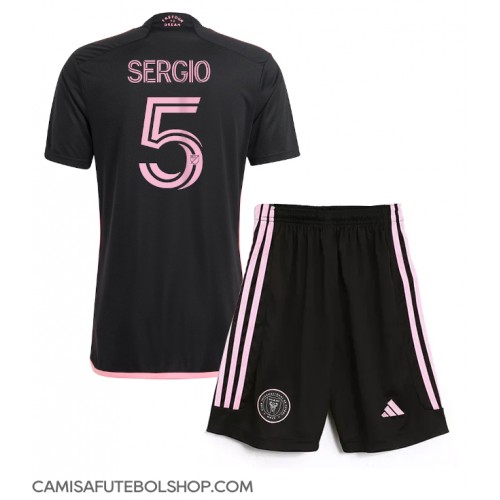 Camisa de time de futebol Inter Miami Sergio Busquets #5 Replicas 2º Equipamento Infantil 2024-25 Manga Curta (+ Calças curtas)